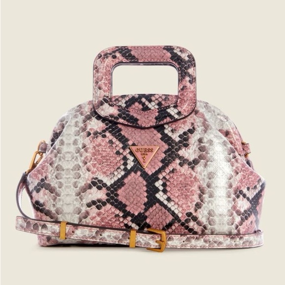 New GUESS Errin Snakeskin Small Frame Satchel - Picture 1 of 11